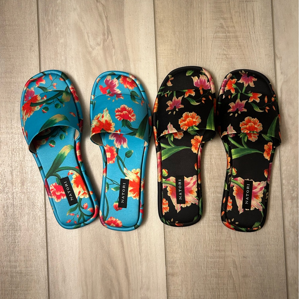 Natori Floral Slide Sandals - size 5 SELLING BOTH TOGETHER